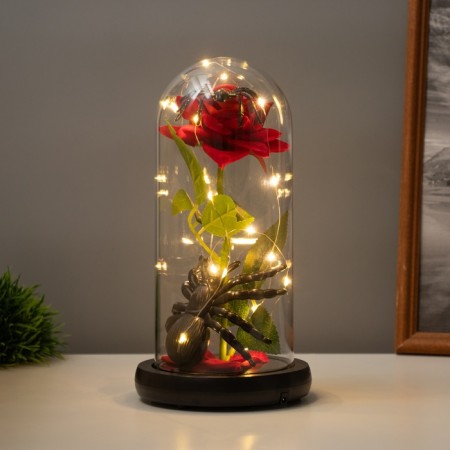 Halloween Light Sobe "Spider with Rose" 1.5W, LED, 3XAAA, Black USB 11x11x21cm-1