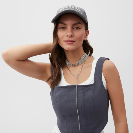 Women's cap with rhinestones Mist Chic, Gray, p. 56-58-4