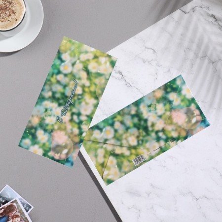 Money envelope "Gratitude!" White flowers, 8x16.3 cm-1