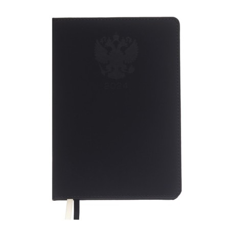 Dated diary 2024 A5 176 sheets, Devente.emblem, solid cover of artificial leather, lies, cream block 70 g/m2, black