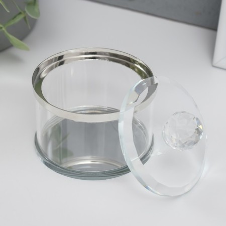 Casket glass with a metal rim "silver" 7x6.5x6.5 cm-2