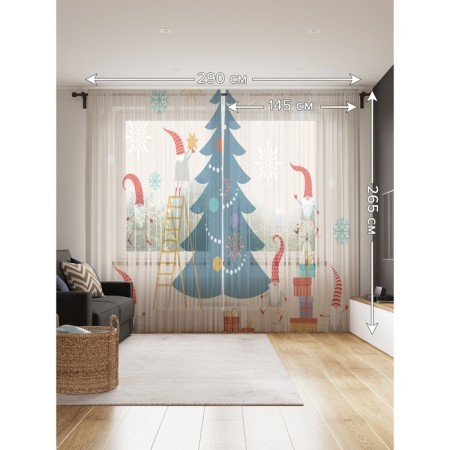 Photo "Gnomes decorate the Christmas tree", size 145x265 cm, 2 pcs-1