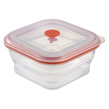 Silikobox transportation and storage container, silicone, folding, 600 ml, red color