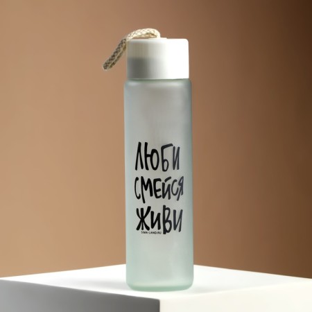 Water bottle "Love, laugh, live", glass, color mix, 350 ml-2