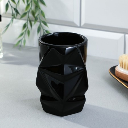 Black toothbrush glass 11 x 7.5 cm-1