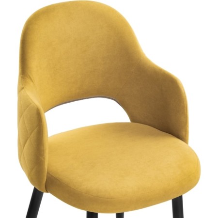Stool on a metal frame Gutride metal/velor, black/yellow 51x56x82 cm-5