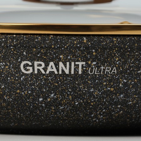 Granit Ultra Black Gold pan, 26 cm, glass cover, anti -stick coating, removable handle-6