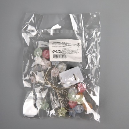 Rosa thread. "Stars", IP20, 2 m, N.S. LED (1608) -20-4.6V, AG13X3 (in the set), 3 dir, glow warm white-6