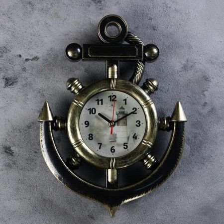 Watching, interior hours: sea, "lighthouse", silent, 38 x 28.5 cm, d-12 cm, brass color-3
