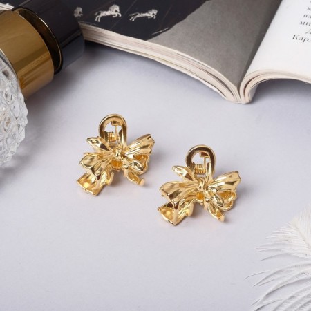 Hair crab "Liberty" (set 2 pcs) bow, 2.5 cm, gold
