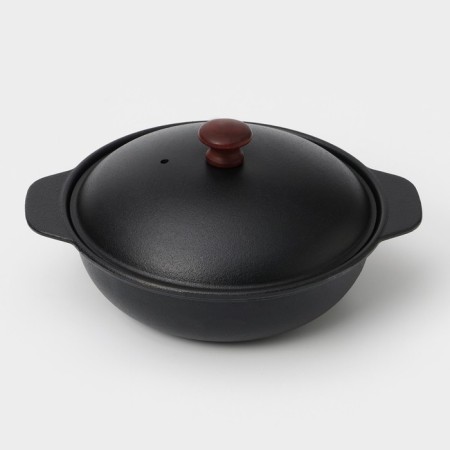 Cast iron fried, 2 l, d = 24 cm, cast -iron cover, black color