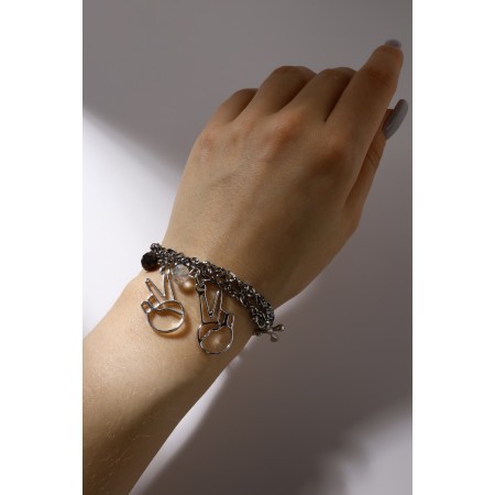 Bracelets "Demetrons" sign Peace and crosses, color silver, 17 size-1
