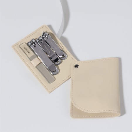 Manicure set, 4 items, in a sliding case, beige color-6