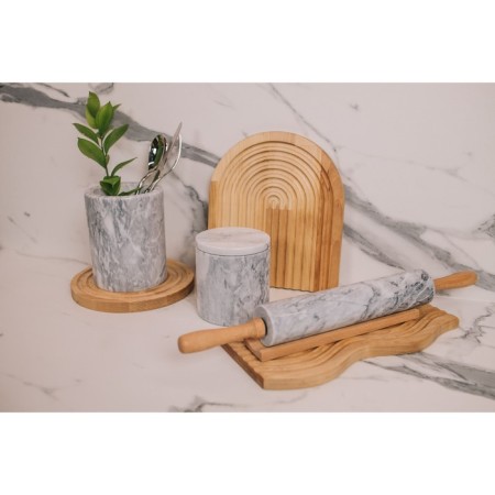 Magistro marble rolling pin, with a stand, 45 × 5 cm, white color-8