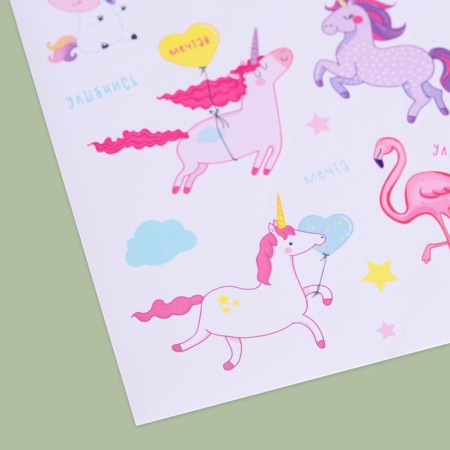 Paper stickers "Flamingo and unicorns", 14 × 21 cm-2