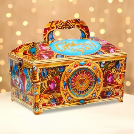 New Year. Gift box New Year's chest updated "precious" 25 x 15 x 15.5 cm.