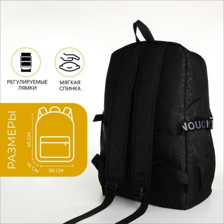 School backpack on lightning, 3 pockets, black color-1