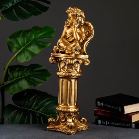 Figure "Angel sitting on a column" Bronze 14x14x53cm-3