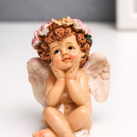 Souvenir Polystone "Angel-Karapus Flower Wreath" MIX 6.5x4.5x4.7 cm-6