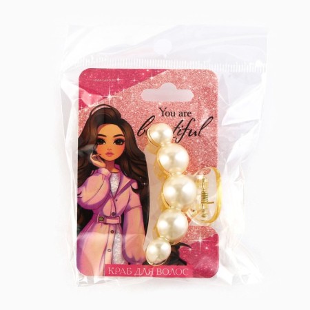 Hair crab pearl "You are beautiful", 5.7 x 2.5 cm-6