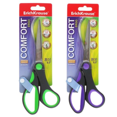 Scissors Erichkrause Comfort, 20.5 cm, handles with anti -slip rubber inserts, mix-4