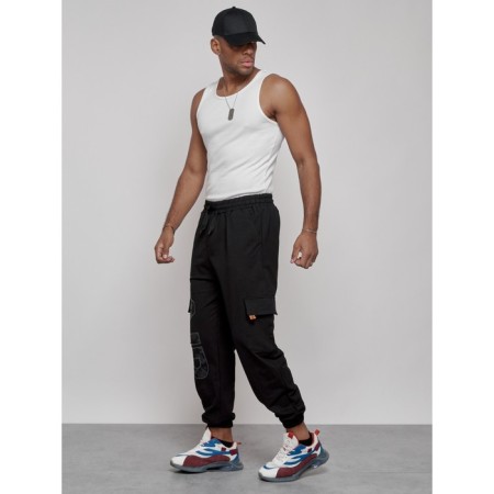 Joggers male, size 50, black color-4