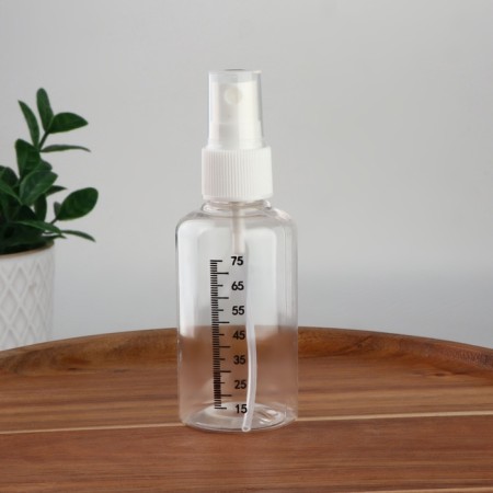 A bottle for storage, with a spray, with a division scale, 75 ml, white/transparent color-2