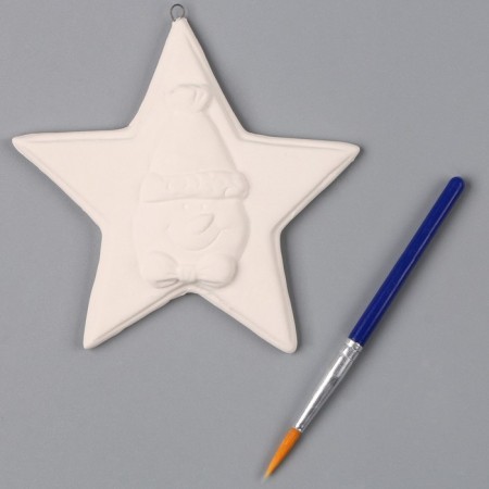Christmas tree decoration for coloring "Star with a snowman", with a suspension