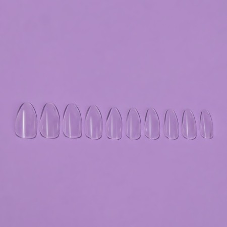 Tips for nail extension, 100 pcs, oval shape, full coating, in a container, color transparent color-1