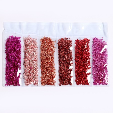 Glass chips for epoxy resin, set of 6 colors, weight 1 color - 5 g