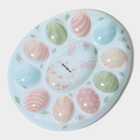 Glass stand for eggs “Bunny”, 24 × 20.6 cm, 10 cells, blue color-7