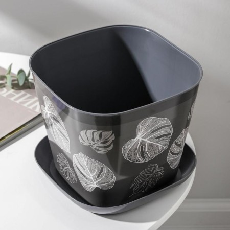 Pot with the pallet "Listopad", 3.7 l, the color is dark gray-1