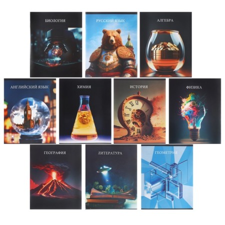 A set of subjects Calligrata Top "School style", 48 sheets, 10 items, with reference material, plastic cover, offset unit-1