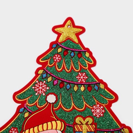 Decorative sticker "Grandfather Frost and Christmas tree" 23x21 cm-3