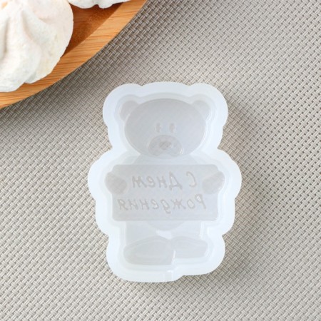 Silicone form "Bear with a sign", 7.5 × 6.8 cm, 7 × 5 cm, the color is transparent-1