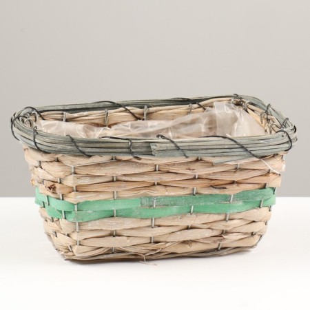 Kashpo wicker rectangular, 23x15x12cm, light green