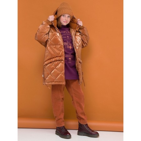 Pants for girls, height 134 cm, brown color-6