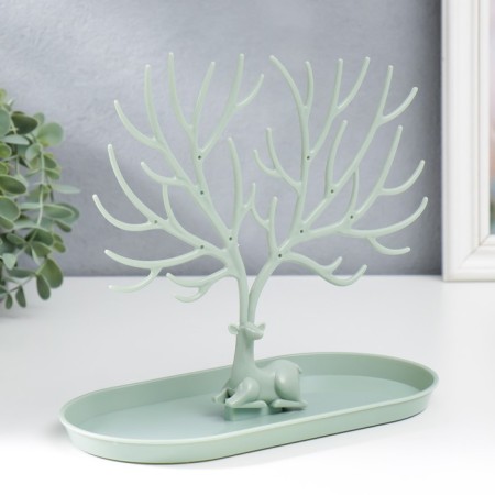 Plastic jewelry stand "Deer with branched horns" Green 21.5x12.5x24.5 cm-2