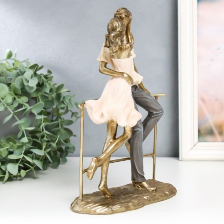 Polystone souvenir "Lovers - Kiss at the parapet" Sand 8x17x25 cm-1