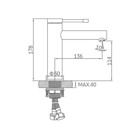 Accoona A96112 shell mixer, 1-crap, brass, cartridge 35mm, h = 18cm, chrome-3