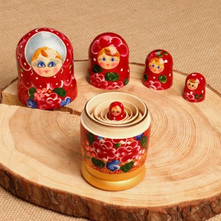 Matryoshka 5 puppet "Nelly" patterns, 15 cm, manual painting-6