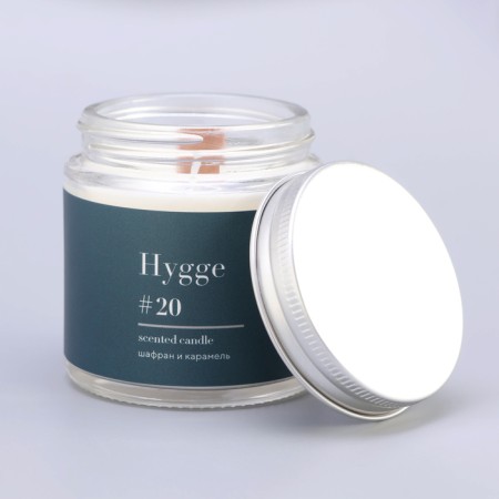 Aromatic candle "HYGGE" #20 saffron and caramel, soy wax, in a bank, 90 g-9