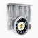 Wall clock, series: kitchen, "kitchen utensils", 32 x 34 cm, silver