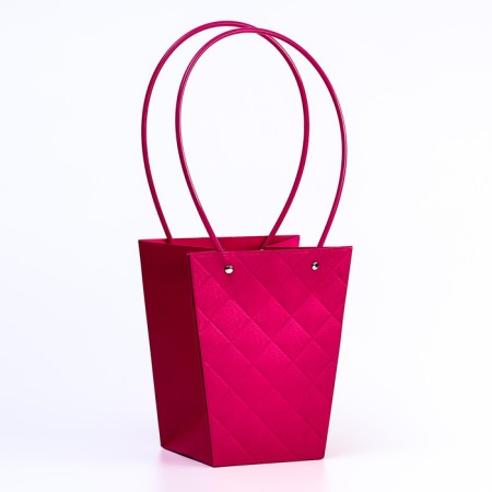 Bag for flowers embossed raspberry moisture-resistant, 17x17-11.5x11.5-20 cm-1