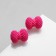 Earrings Plastic "Caramel" bow, bright pink color