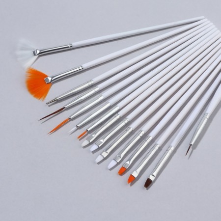 A set of brushes for building and design of nails, 15 pcs, 17.5 cm, white color-6