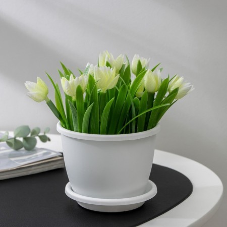 Pot with the pallet "Athena", 500 ml, white color
