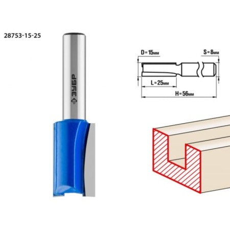 Frases groove bison 28753-15-25, straight, shank d = 8 mm, 15 x 25 mm
