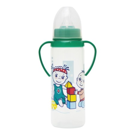 A bottle for feeding with handles and silicone nipple, 250 ml, from 6 months, MIX color-2