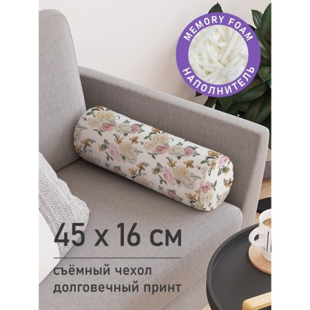 Pillow Cut "Pastel roses and lilies, decorative, size 16x45 cm